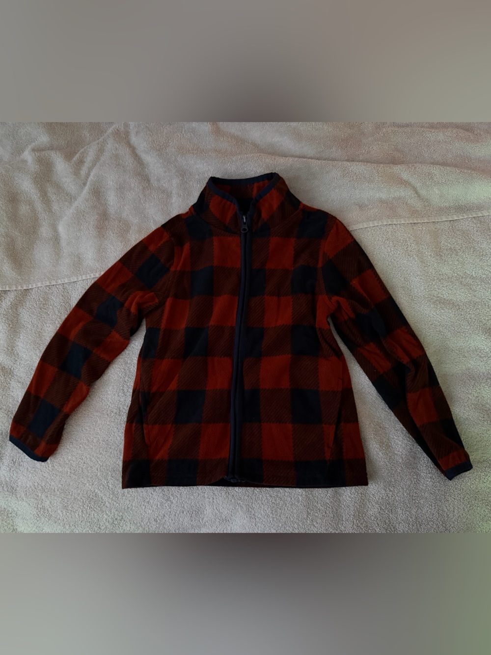 OshKosh B'gosh Burnt Orange and Navy Buffalo Check Fleece Jacket